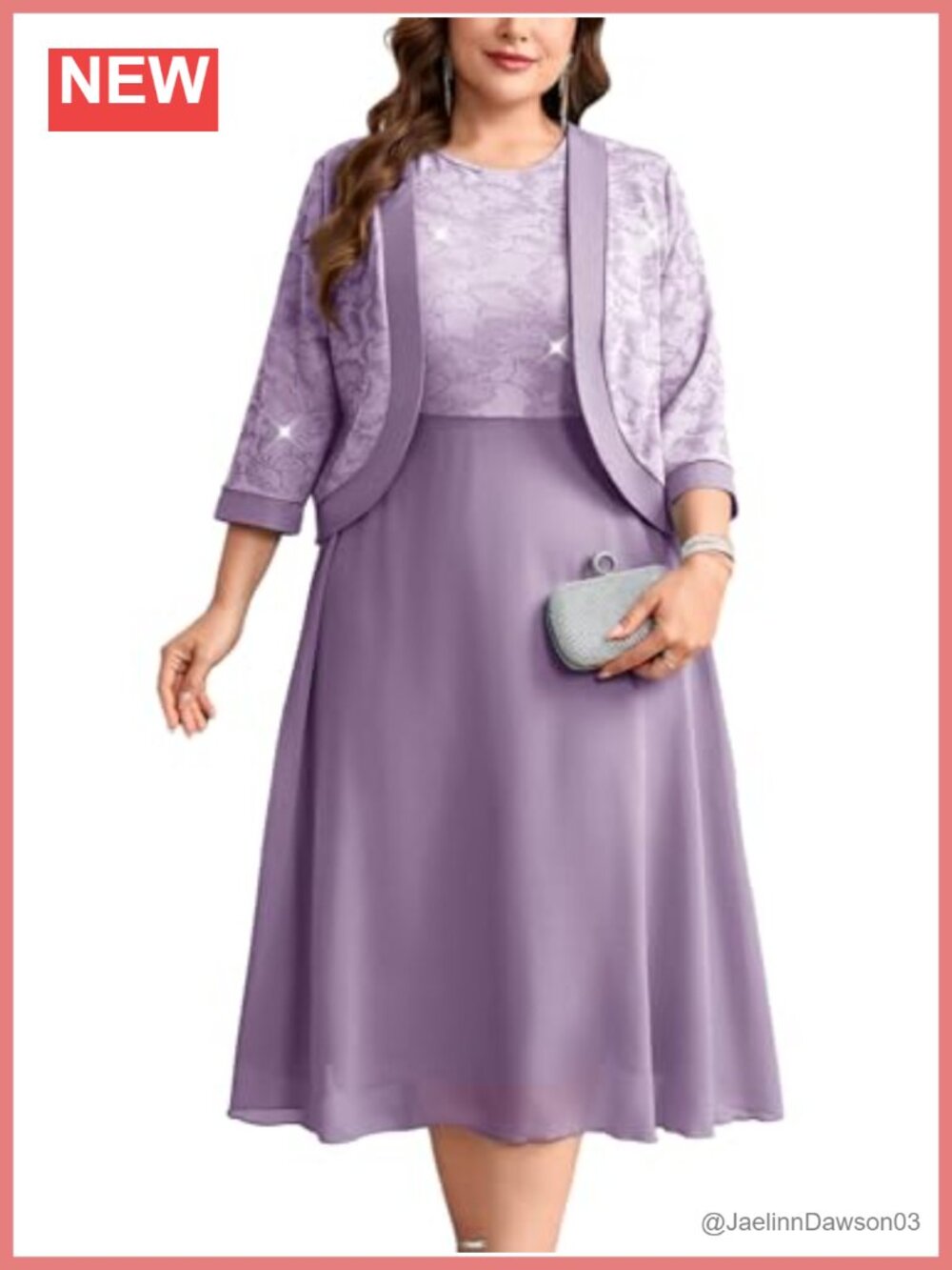 Plus Size Mother of Bride Dress 2 Piece Set Chiffon A-Line Sparkly Gown Jacket